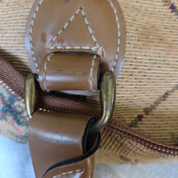 Vtg 80s Leisure International Tan Vanity Bag Case Tropical Palm Tapestry EUC - Picture 12 of 16